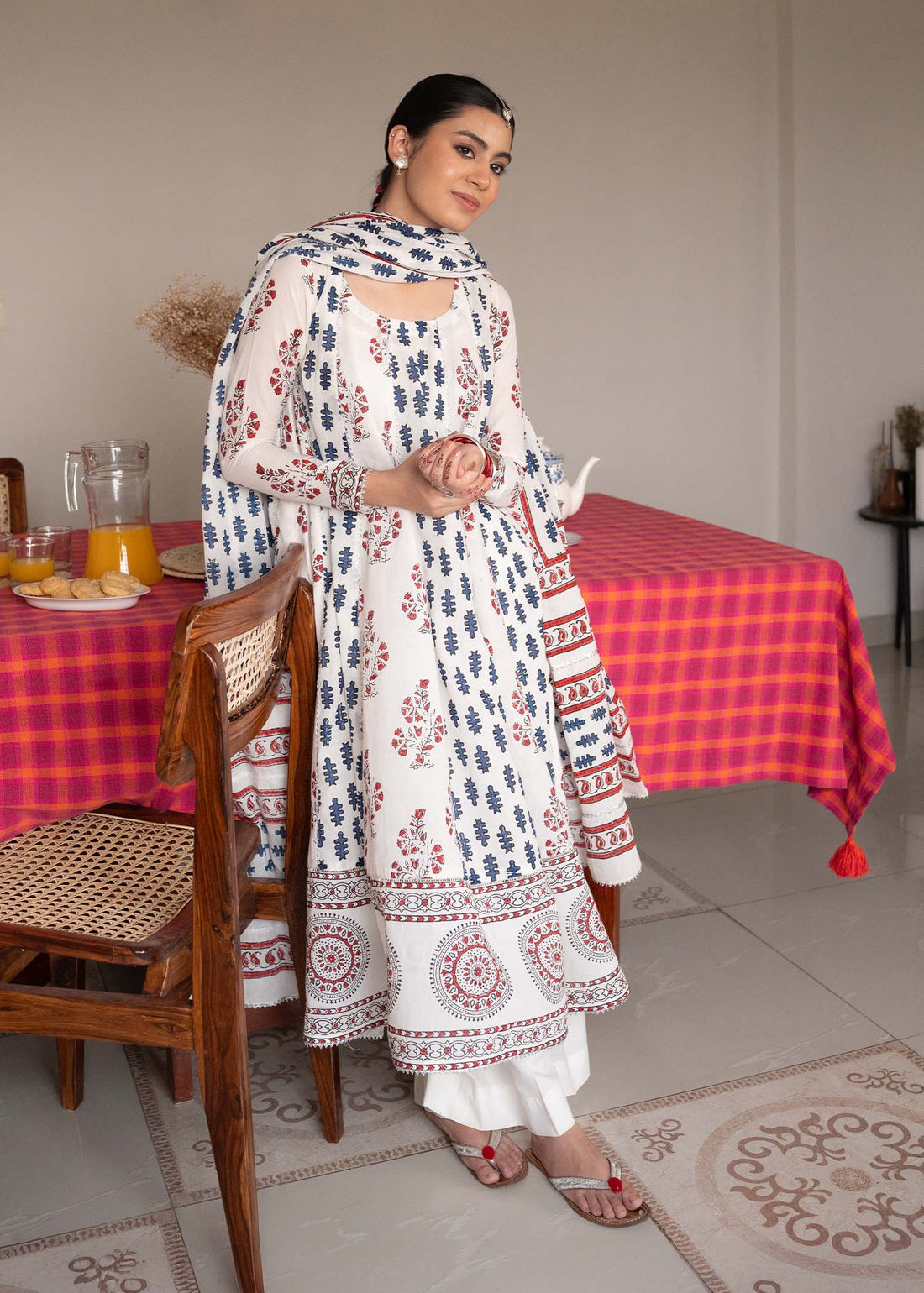 Red and Blue Anarkali