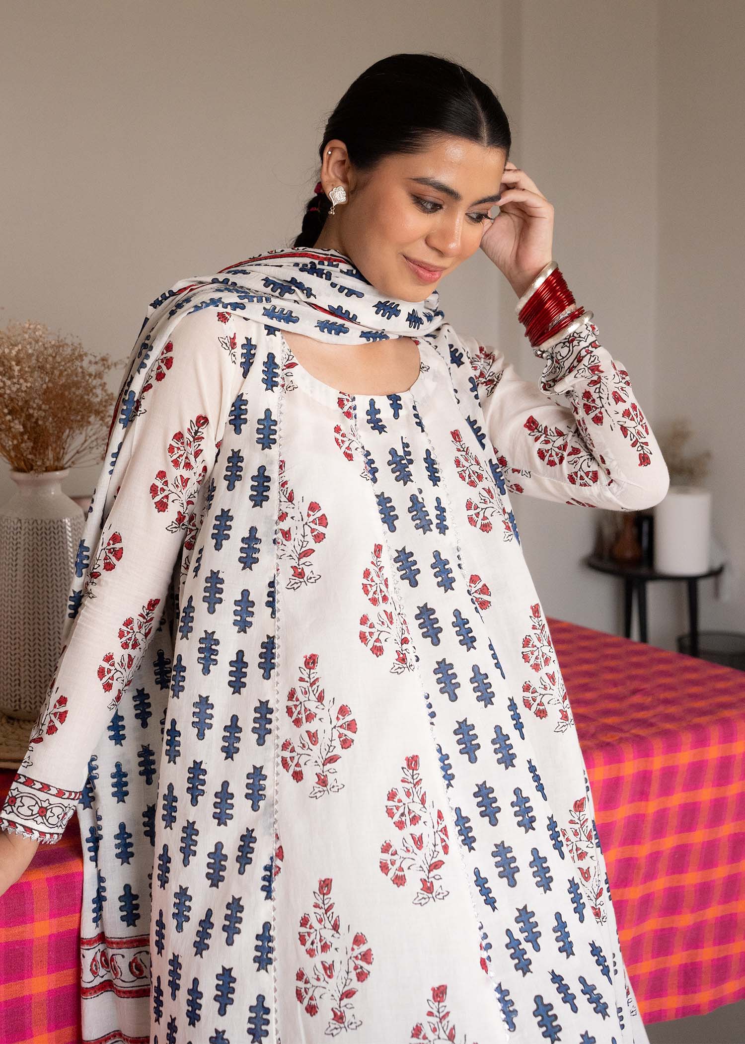 Red and Blue Anarkali