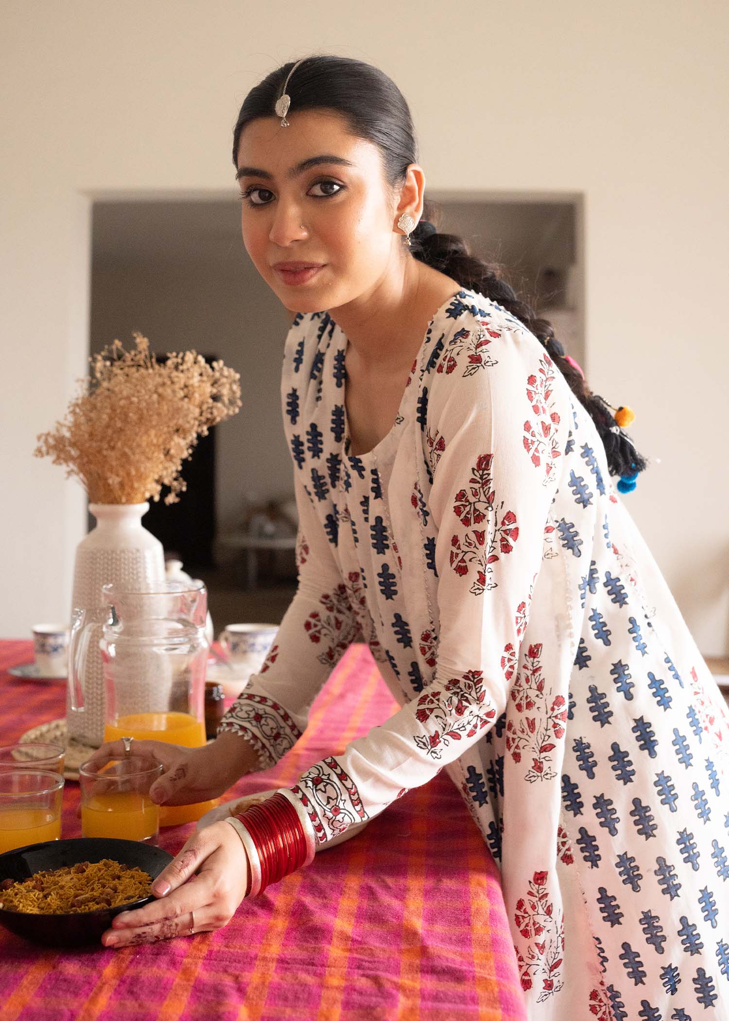 Red and Blue Anarkali